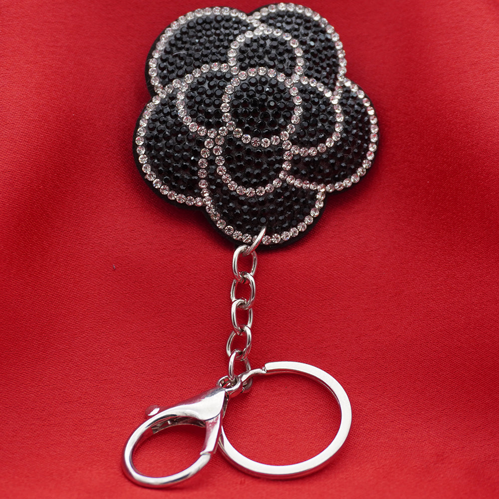 Crystal Embellished Keyring - Midnight Bloom