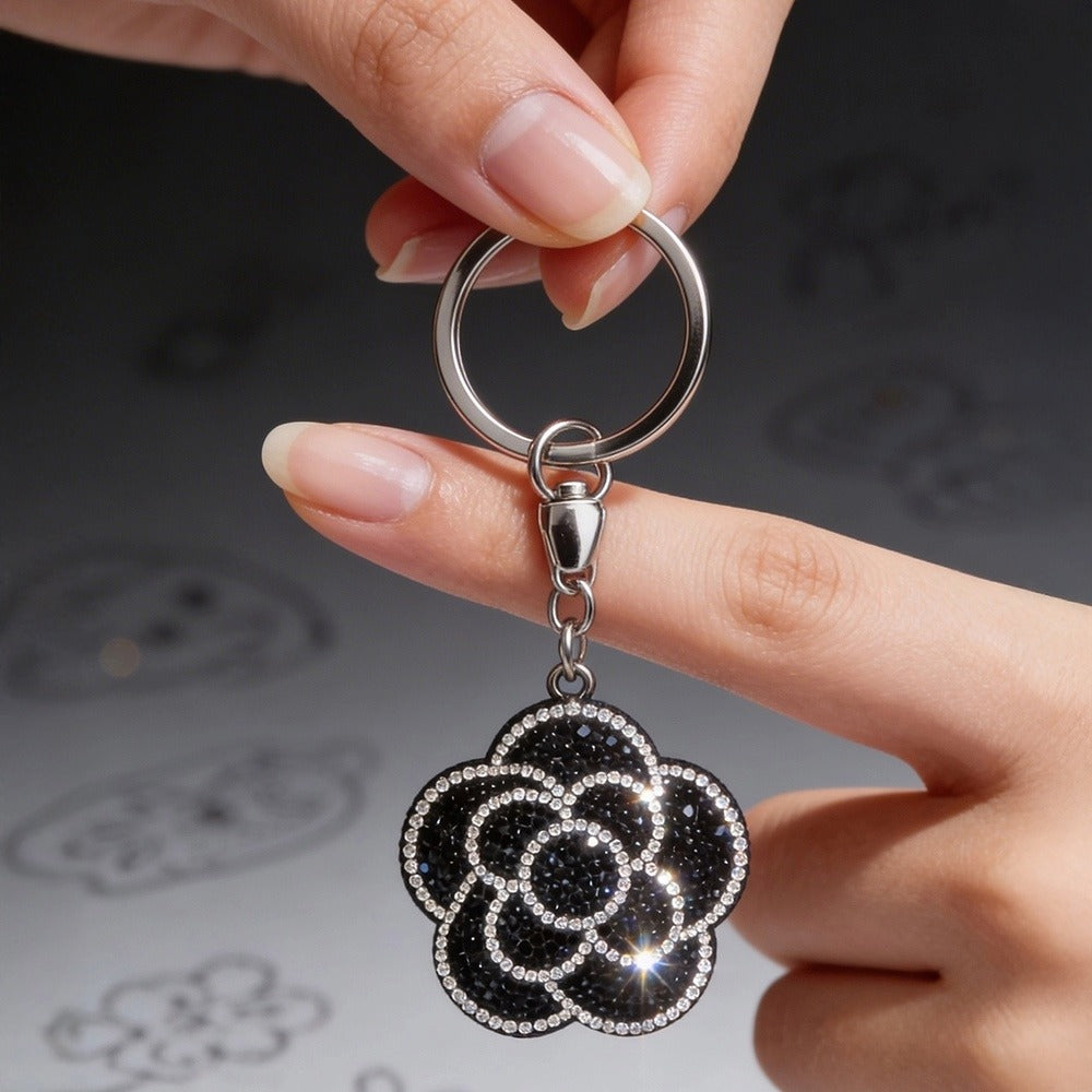 Crystal Embellished Keyring - Midnight Bloom