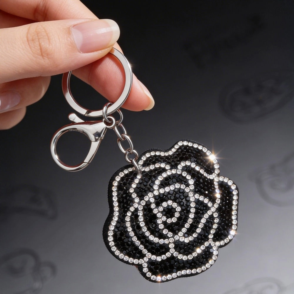 Crystal Embellished Keyring - Midnight Rose