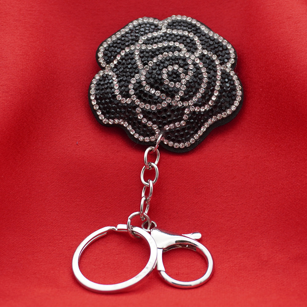 Crystal Embellished Keyring - Midnight Rose