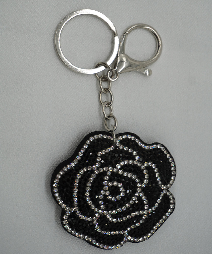 Crystal Embellished Keyring - Midnight Rose