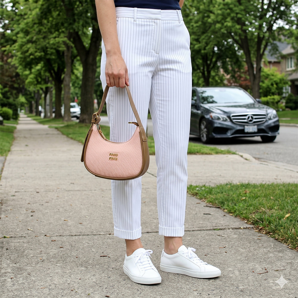 Minimalist pink mini purse with zip closure for women