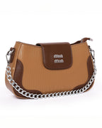 Minimalist tan brown mini purse with zip closure for women