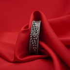 Silver-Tone Multi-Row Black Baguette Floral Statement Bracelet (Free size)