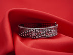 Silver-Tone Multi-Row Black Baguette Floral Statement Bracelet (Free size)