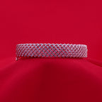 Sparkling American Diamond Elegant Multi-Row Crisscross Statement Bracelet (Free size)