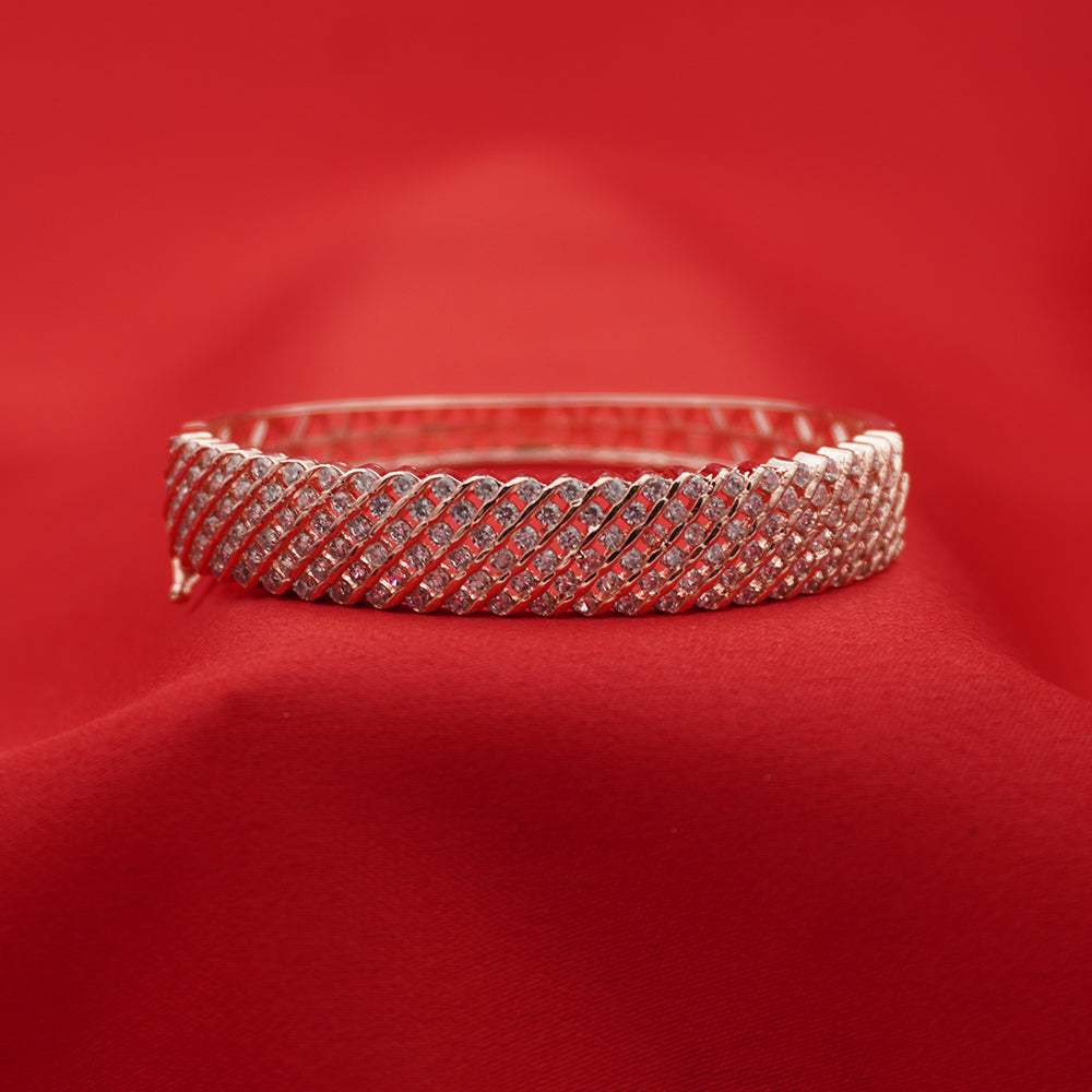Sparkling American Diamond Elegant Multi-Row Crisscross Statement Bracelet (Free size)