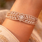 Multi-Row Princess-Cut Leaf Design Bracelet (Free size)