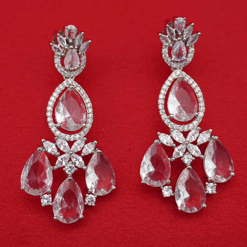 Pear Drop Halo Crystal Earrings