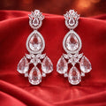 Pear Drop Halo Crystal Earrings