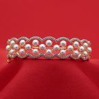 Pearl Scalloped Fashion Gold-Tone Bangle (Free size)