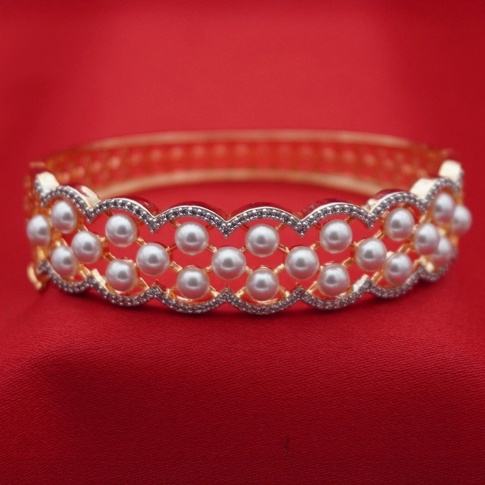 Pearl Scalloped Fashion Gold-Tone Bangle (Free size)