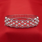 Pearl Scalloped Fashion Silver-Tone Bangle (Free size)