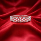 Pearl Scalloped Fashion Silver-Tone Bangle (Free size)