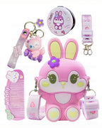 Silicon Bunny Mini Sling Bag with Accessories | Blush Pink
