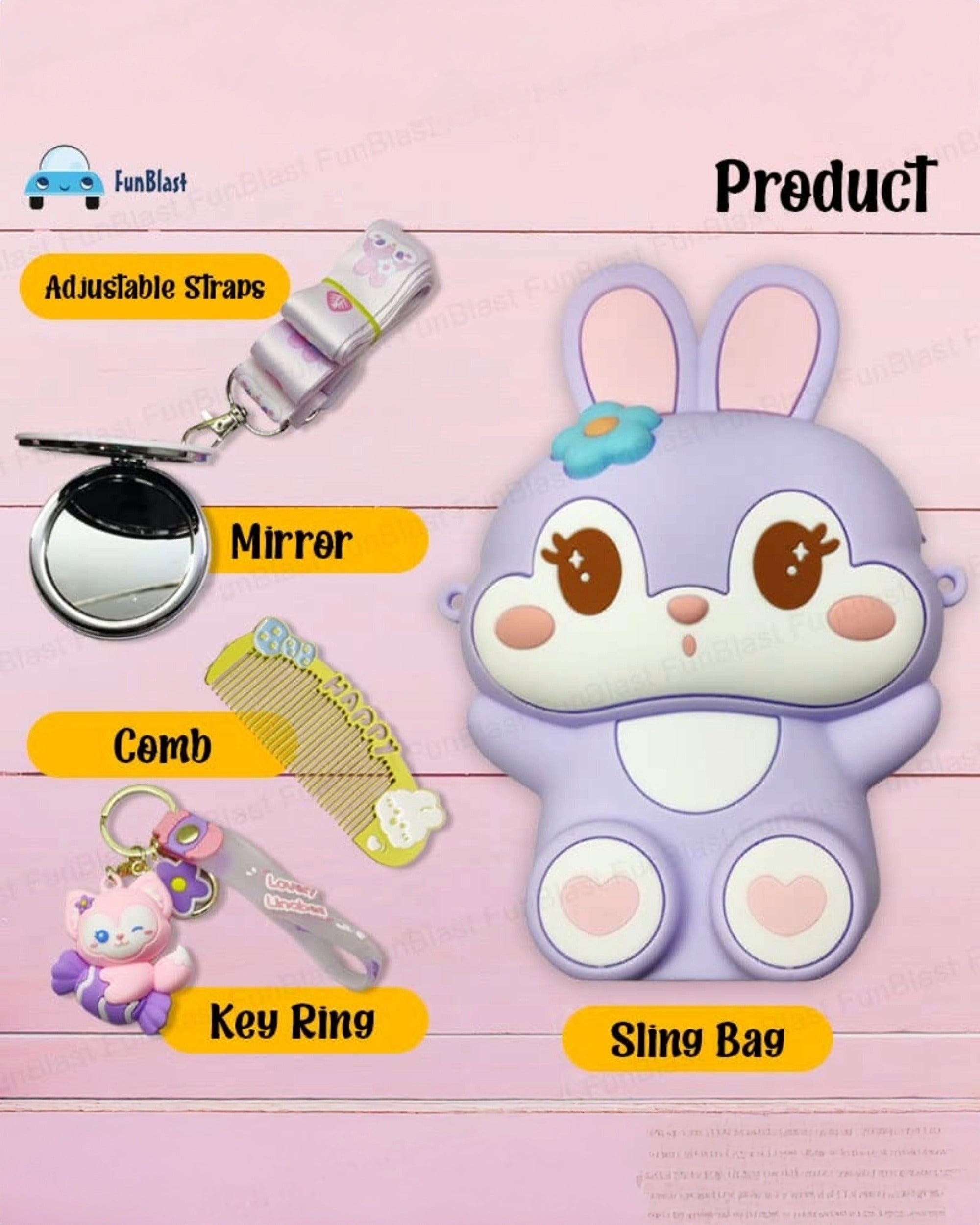 Silicon Bunny Mini Sling Bag with Accessories | Royal Purple
