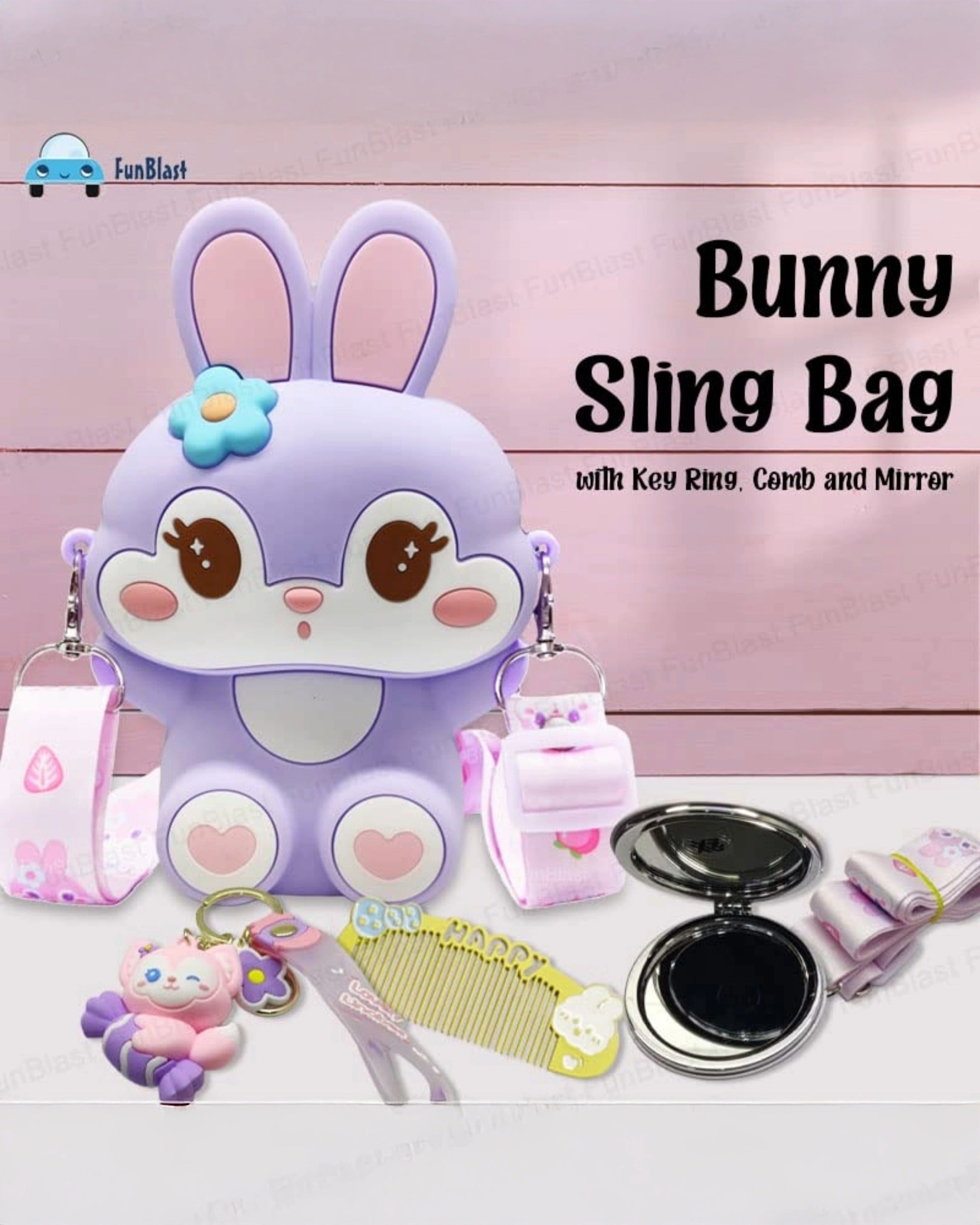 Silicon Bunny Mini Sling Bag with Accessories | Royal Purple