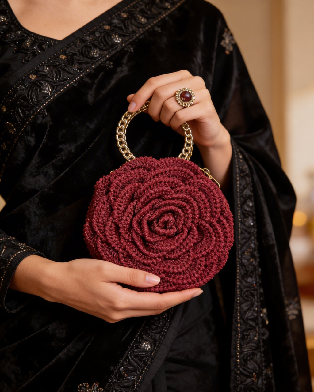 Rosalia - The Handmade Crochet Purse | Crimson