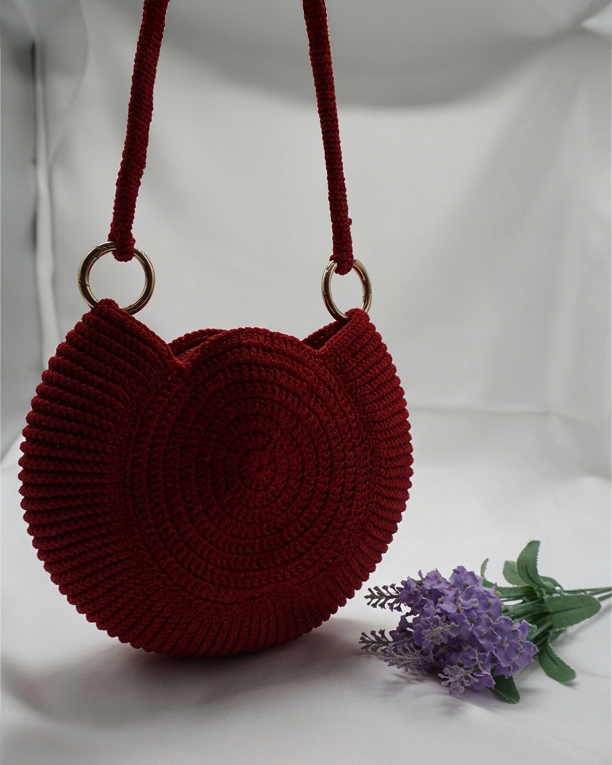 Handcrafted Crochet Rose Bag – 3D Floral Statement Handbag (Red)