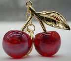 Cherry Charm Keyring - Deep Red