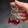 Cherry Charm Keyring - Deep Red