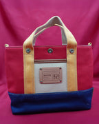 Red & Blue Colorblock Canvas Tote Bag – Trendy Durable Shoulder Bag for Everyday Use