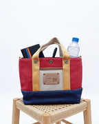 Red & Blue Colorblock Canvas Tote Bag – Trendy Durable Shoulder Bag for Everyday Use