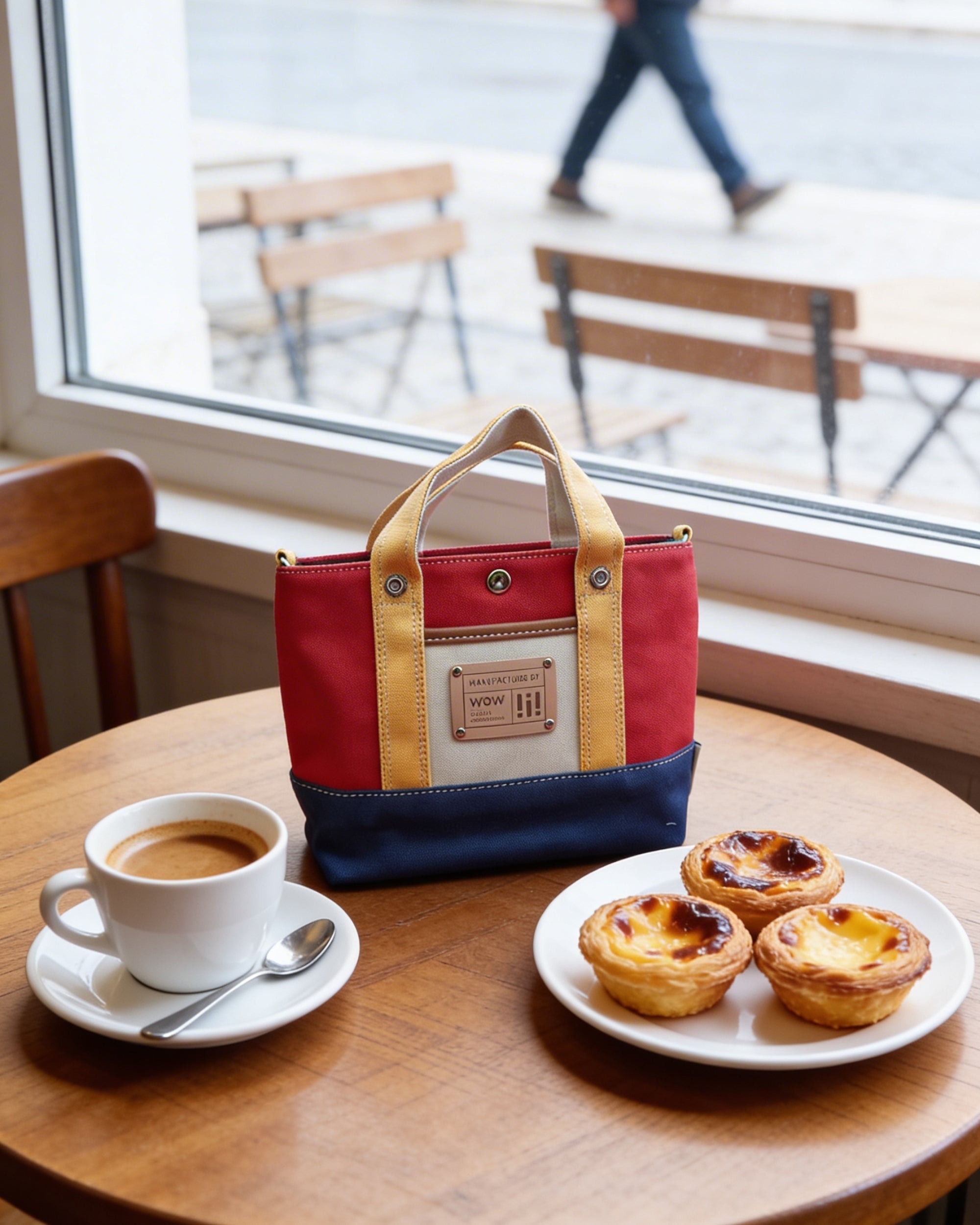 Red & Blue Colorblock Canvas Tote Bag – Trendy Durable Shoulder Bag for Everyday Use