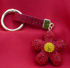 Daisy Sparkle Crystal Keyring - Red