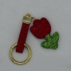 Crystal Floral Keychain Charm - Red