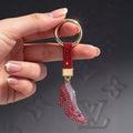 Rhinestone Studded Keychain Charm - Red High Heels