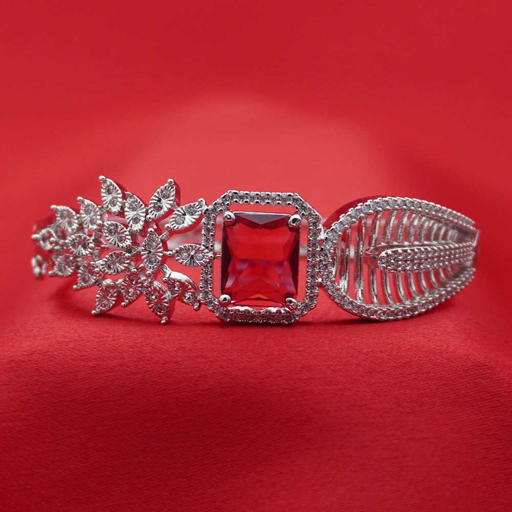 Red Stone Floral Bracelet (Free size)