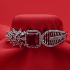 Red Stone Floral Bracelet (Free size)