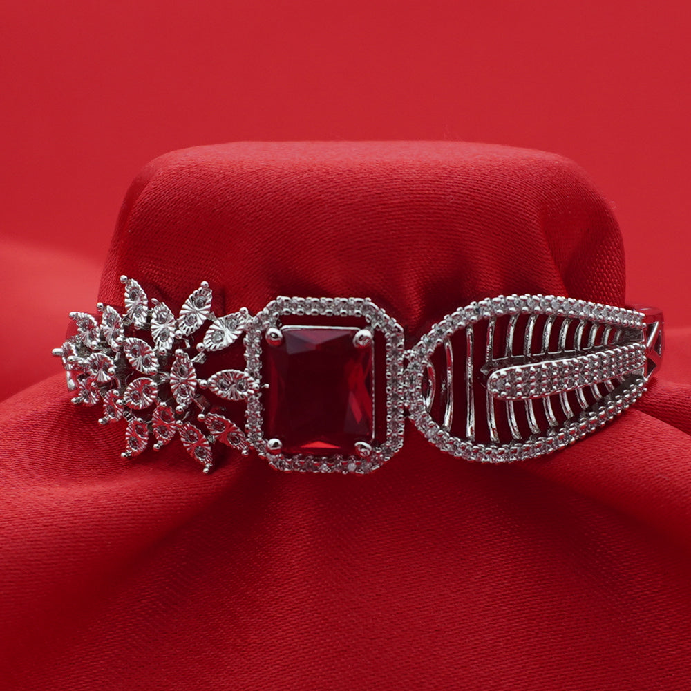 Red Stone Floral Bracelet (Free size)