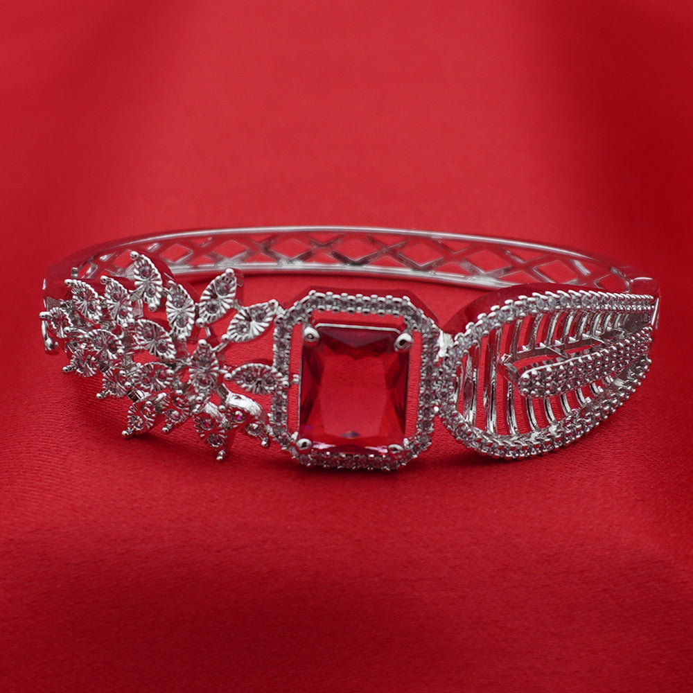 Red Stone Floral Bracelet (Free size)