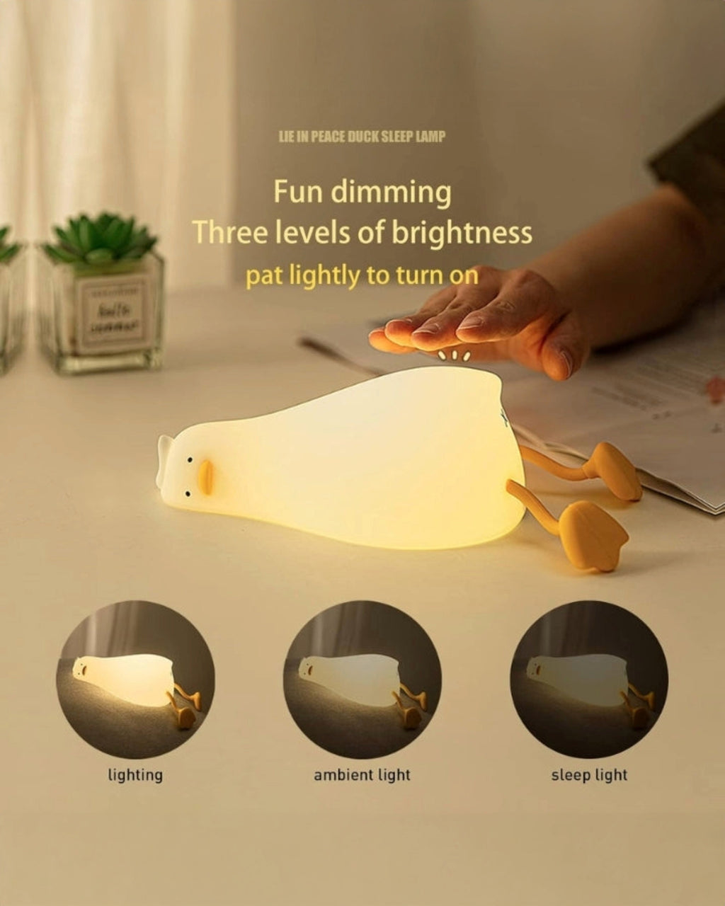 Lying Flat Duck Silicon Night Lamp