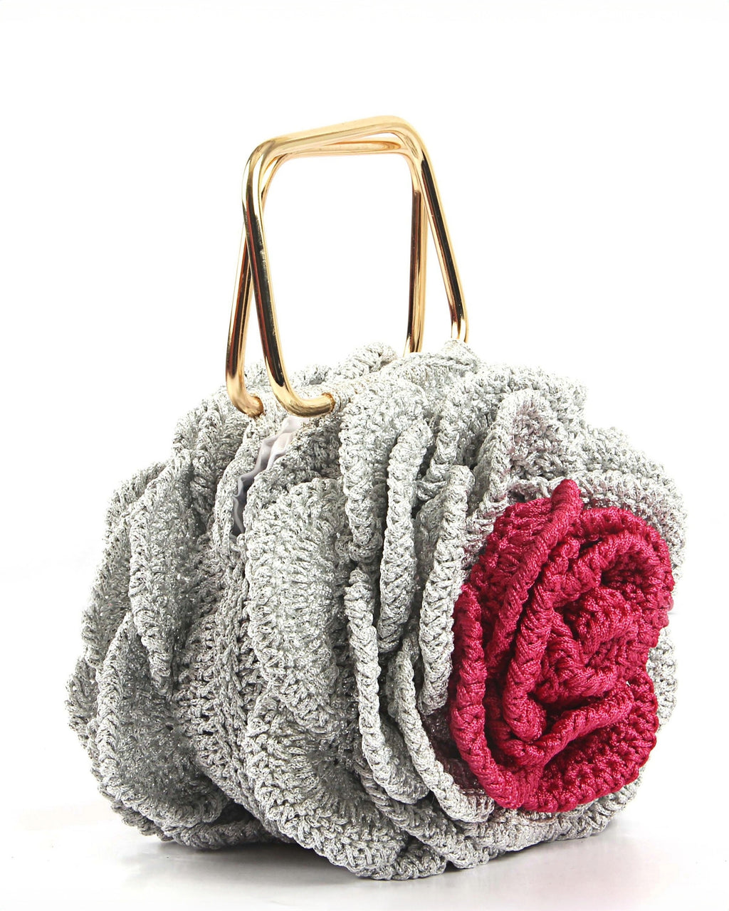 Rosalia - The Handmade Crochet Purse | Grey & Maroon