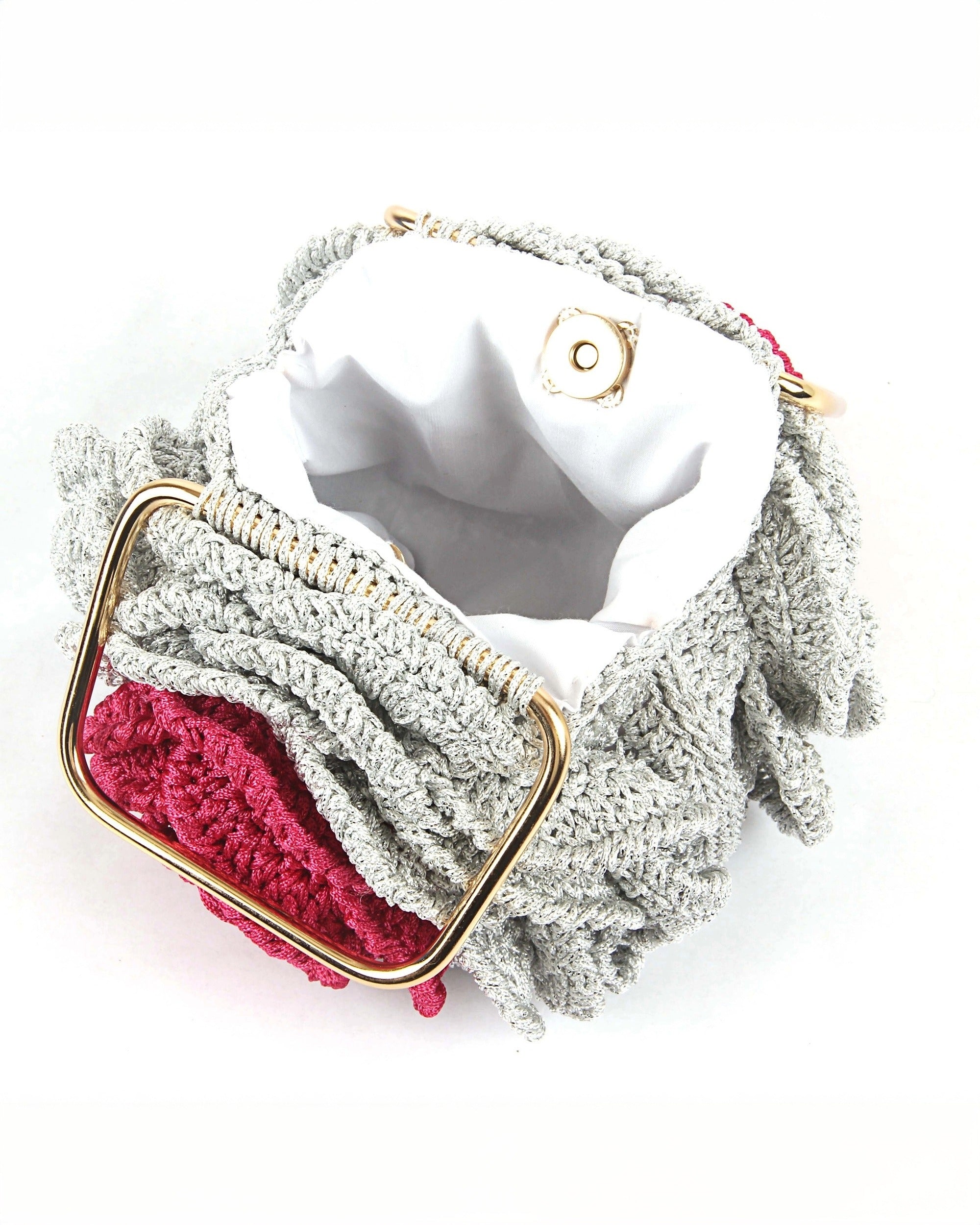 Rosalia - The Handmade Crochet Purse | Grey & Maroon
