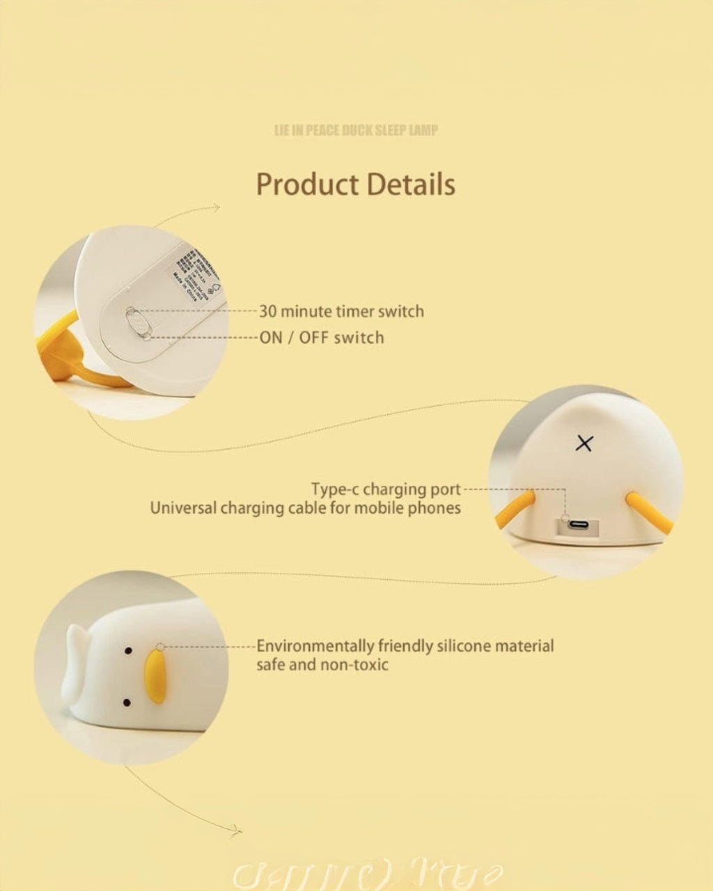 Lying Flat Duck Silicon Night Lamp