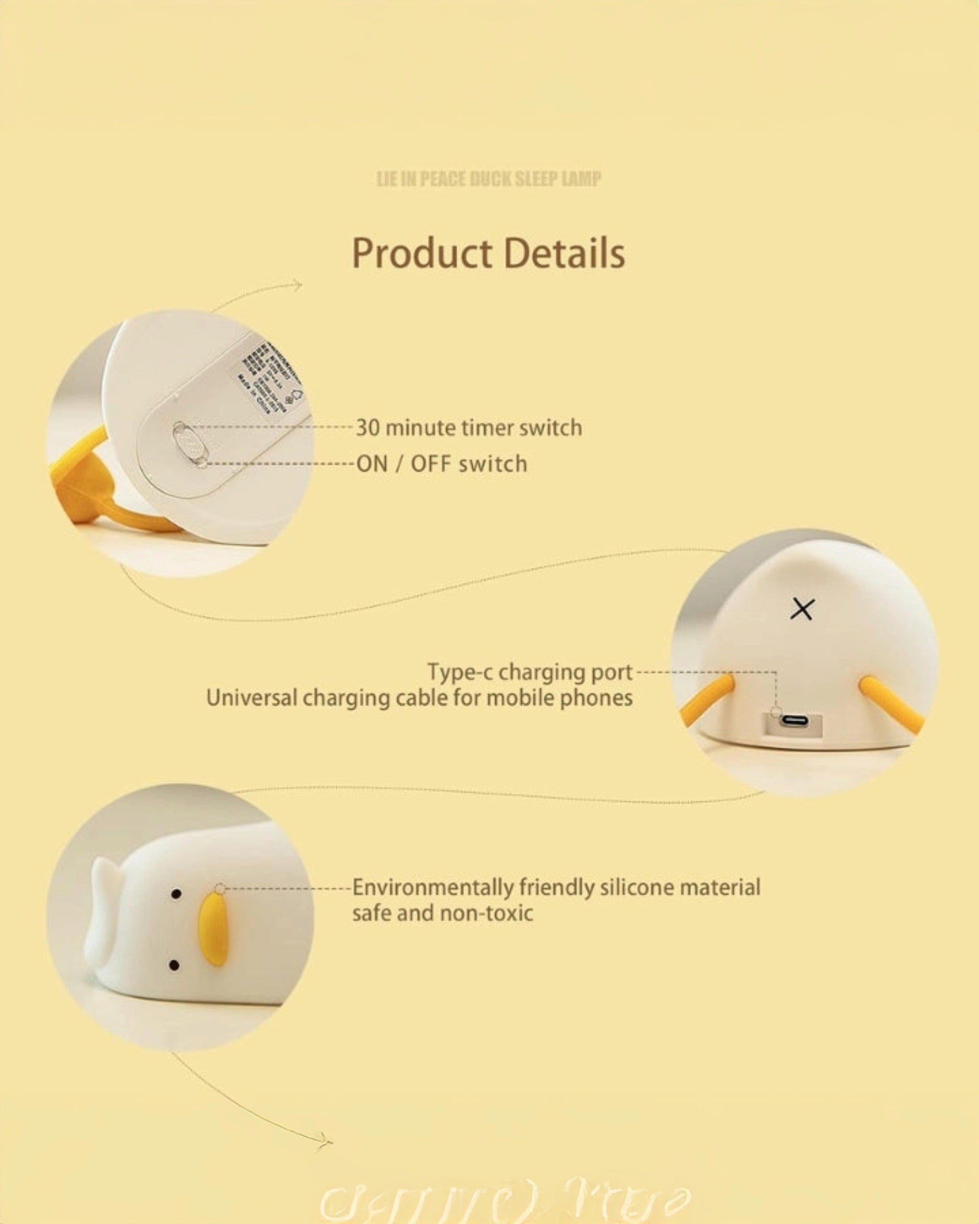 Lying Flat Duck Silicon Night Lamp