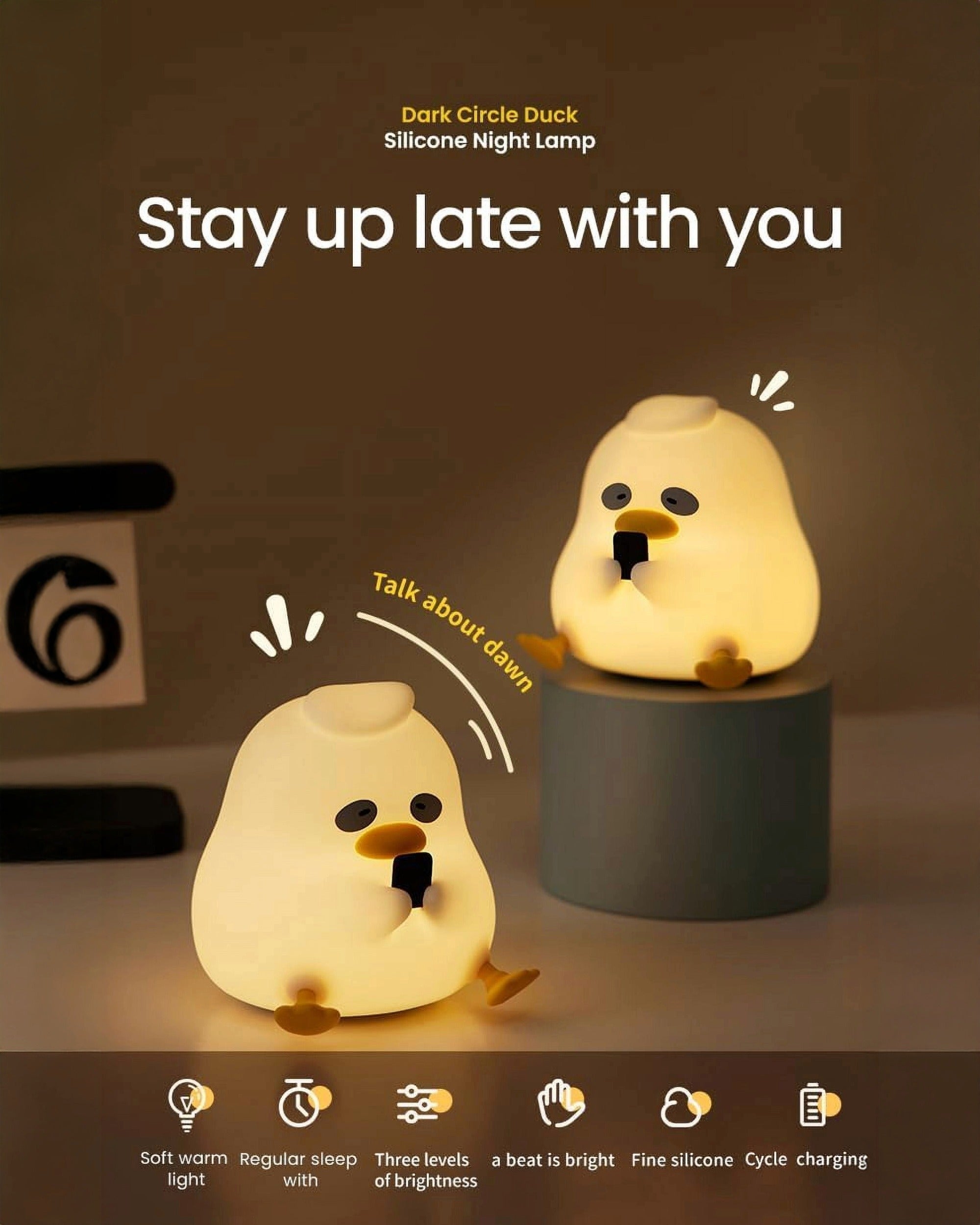 Dark Circle Duck Silicon Night Lamp