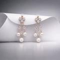 Romantic Heart Crystal Pearl Drop Earrings