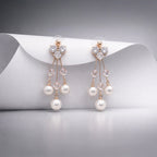 Romantic Heart Crystal Pearl Drop Earrings