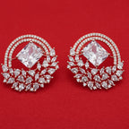 Rose Gold Halo Stud Earrings - Clear