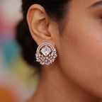 Rose Gold Halo Stud Earrings - Clear