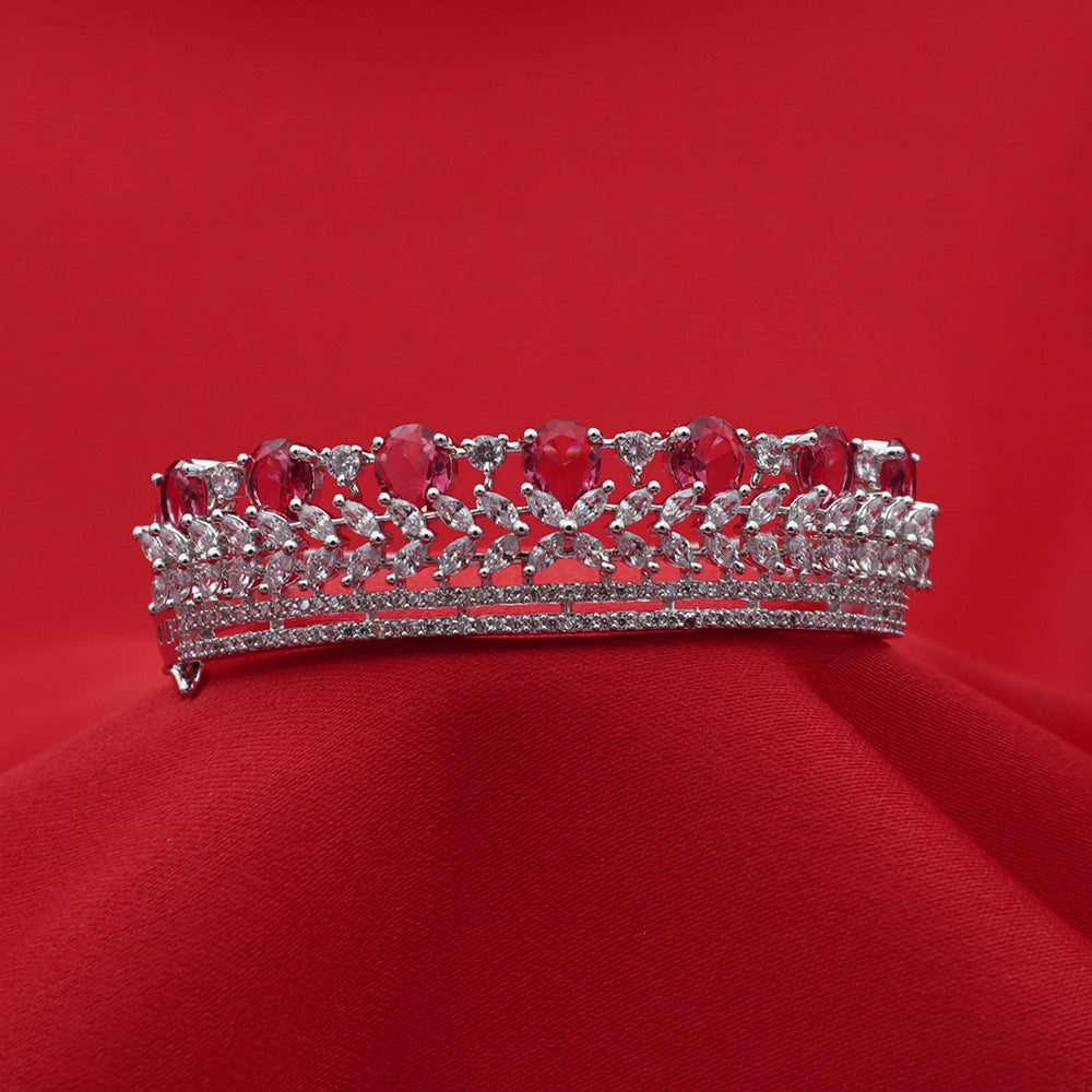 Ruby-Red Stone Statement Bracelet (Free size)
