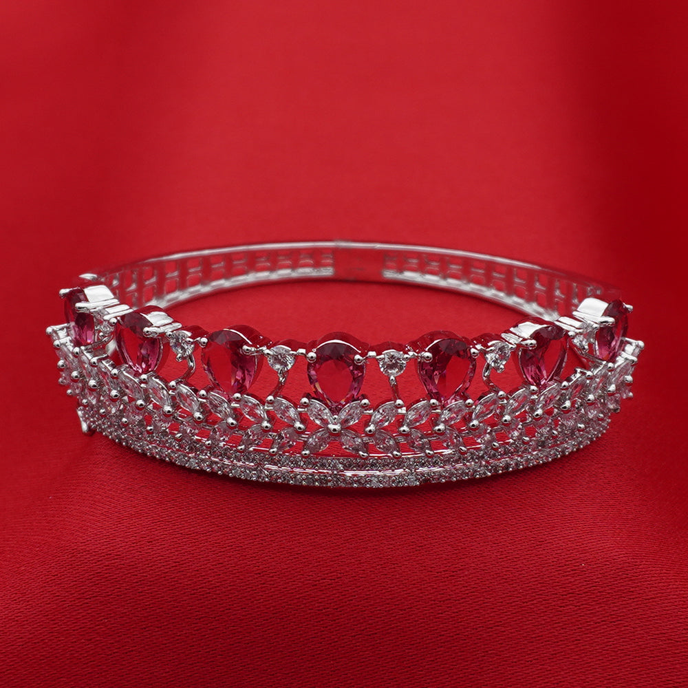Ruby-Red Stone Statement Bracelet (Free size)