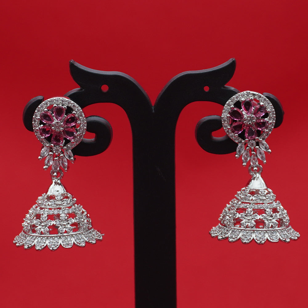Ruby Pink Floral Jhumka
