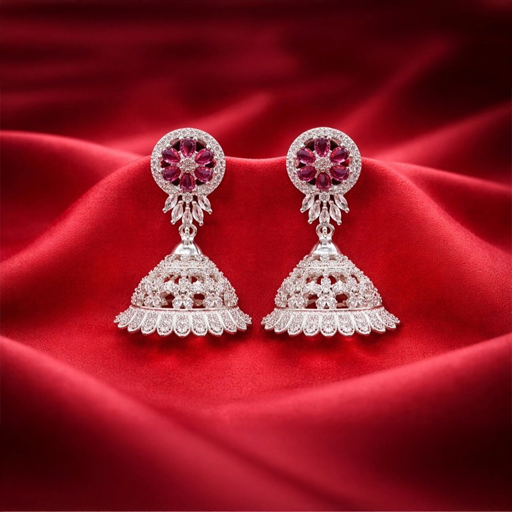 Ruby Pink Floral Jhumka