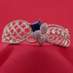 Sapphire-Blue Stone Floral Filigree Bracelet (Free size)